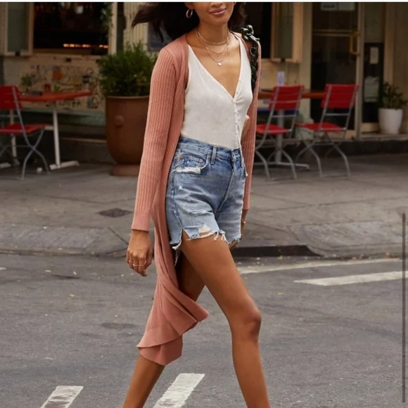 Heartloom Alma Cardigan Dress Ribbed Knit Duster Sweater Long Orange Medium - Picture 13 of 13